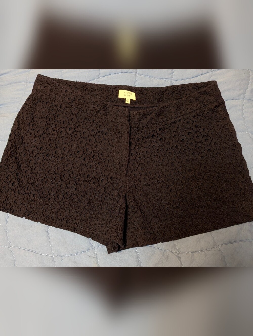 Navy Eyelet Lace Women's Shorts